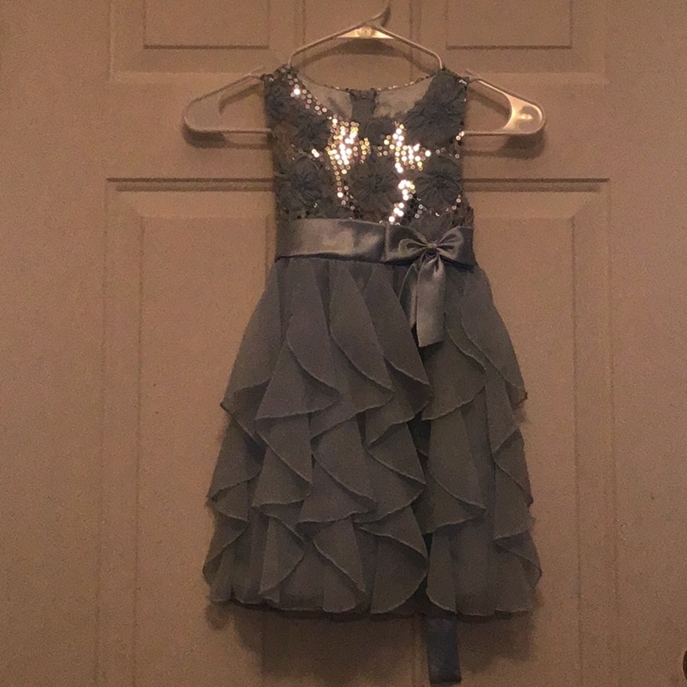Sky blue party dress for 5-6 year old girls